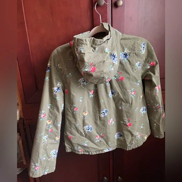 Gap Floral Kids Green Print Shirt Hooded Jacket with Pockets Girls XL - Picture 8 of 11